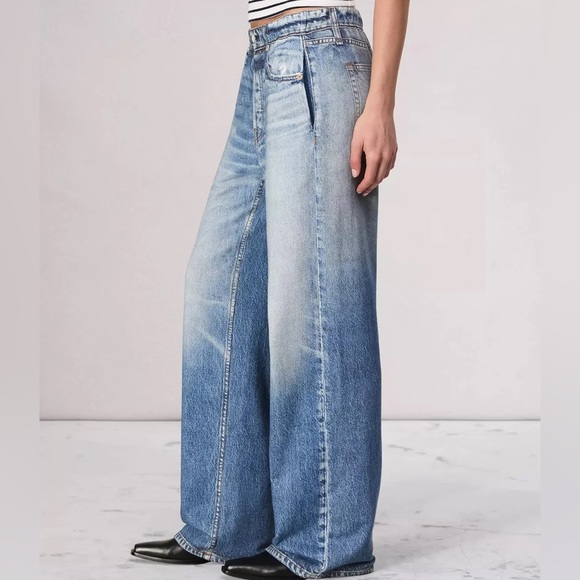 rag & bone Blue Wide-Leg Jeans - Picture 1 of 7